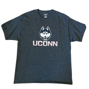 Champion UCONN Huskies T-Shirt Heather Gray Cotton University Connecticut Large